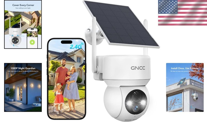 Wireless Outdoor Security Camera - 2-Way Audio, Solar Powered, Waterproof gallery