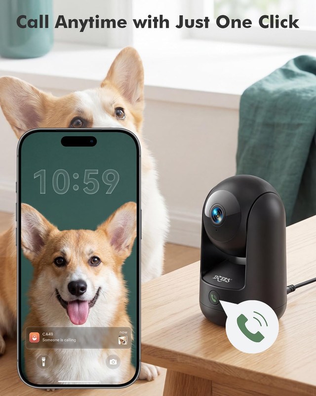 2K Indoor Security Camera 2-Pack, 360° Wifi Pet Cam with Night Vision & Audio gallery