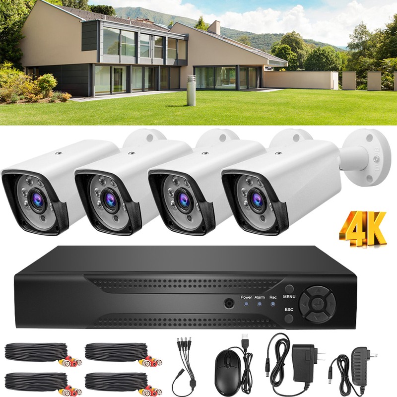 1080p Full HD Outdoor Security Camera System, 4 Pack Smart Home 4CH DVD US