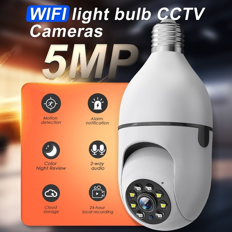 8X 2.4G Bulb E27 Surveillance Camera Full Color Night Vision Auto Human Tracking gallery