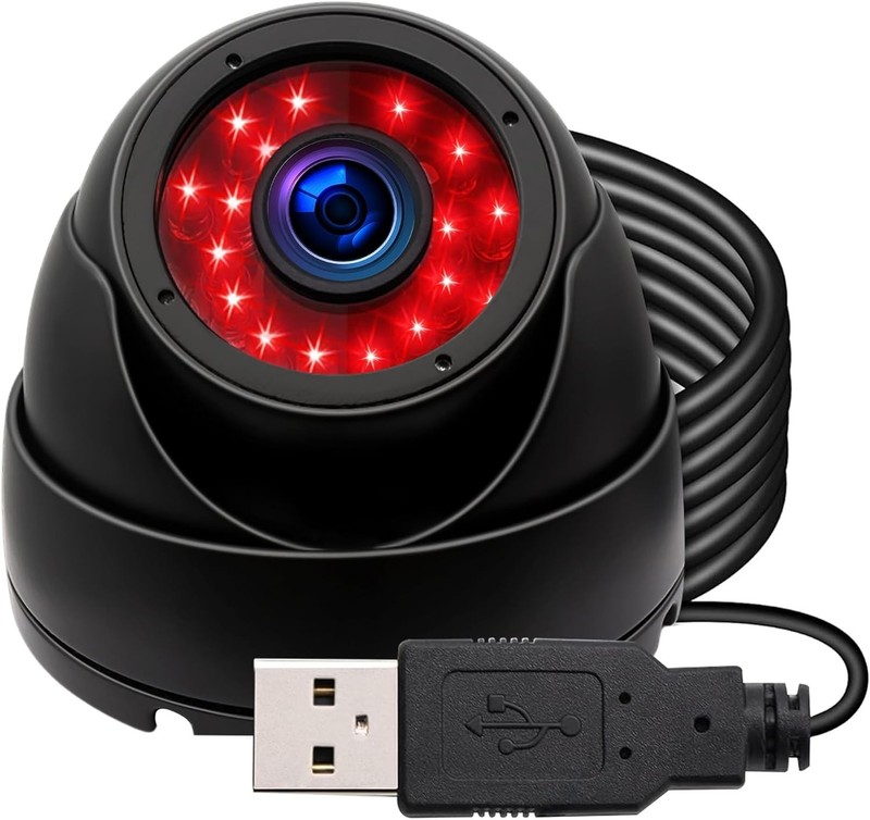 USB Outdoor Dome USB Webcam, 720P Day & Night Vision USB for Computer, Waterp…
