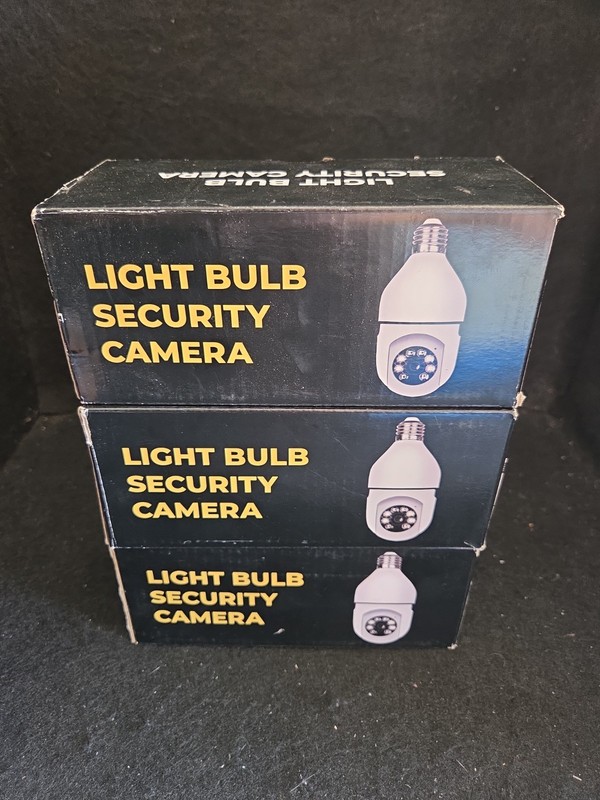 Lot Of 3 WiFi Light Bulb Security Cameras Wireless 360° Pan Tilt New In Box gallery