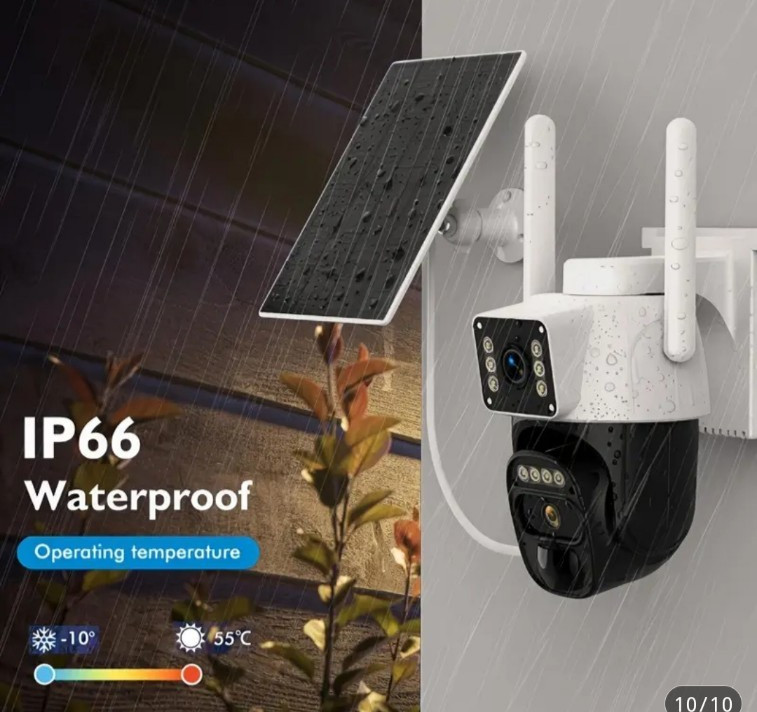IP66 Waterproof [10x Zoom] 360-degree Low-power CCTV Solar Panel 2K WiFi Camera,