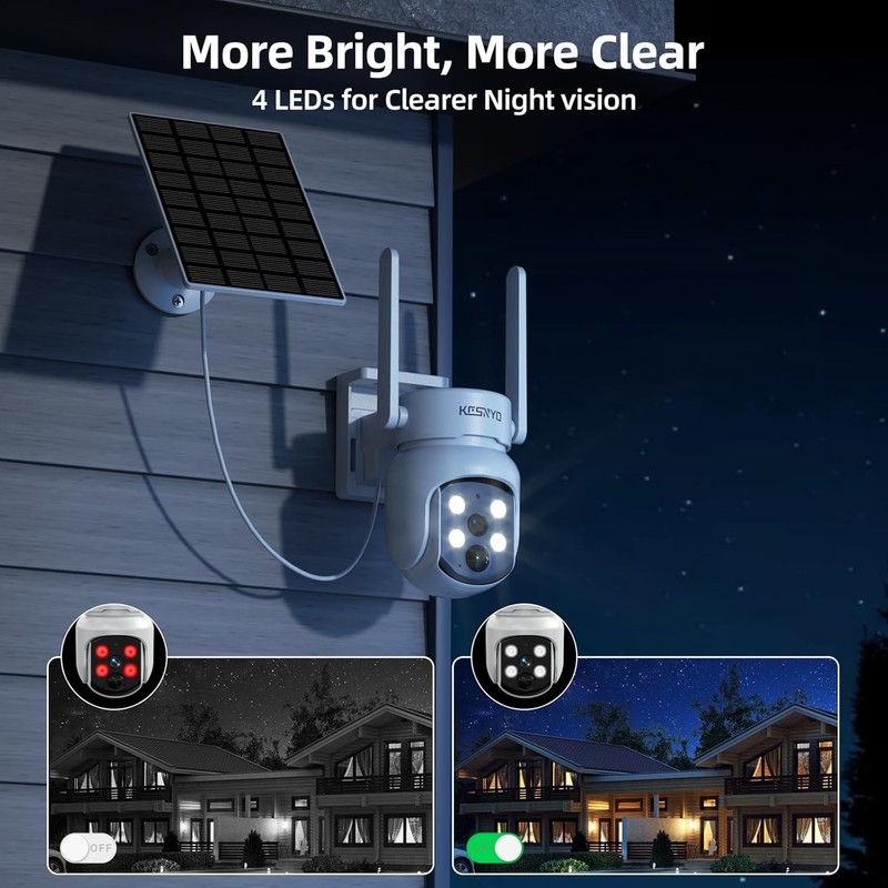 Kcsnyo 4MP Outdoor Solar Powered Home Security Cameras, 4 Cam kit 500G HDD gallery