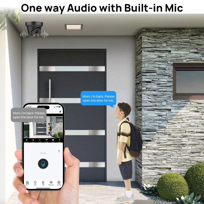 VIKYLIN Turret POE IR30M 8MP 4K security camera with audio Black Outdoor/indoor gallery
