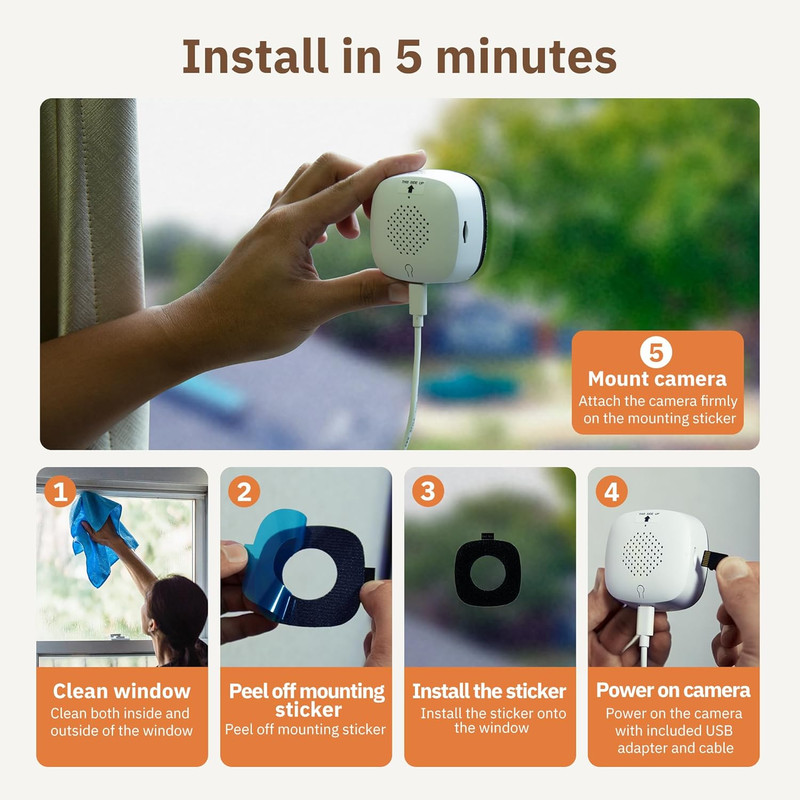 3MP 2K Window Camera,2.4Ghz & 5Ghz Wifi Indoor Cameras for Home Security with Ch gallery