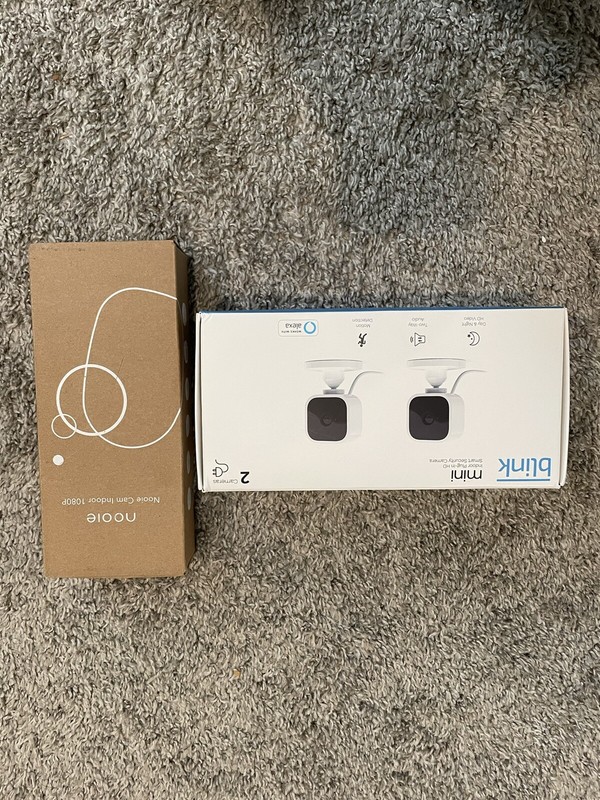 Blink Mini 2 Pack + Nooie Security Cameras. Both Open Box New 3 Cameras!