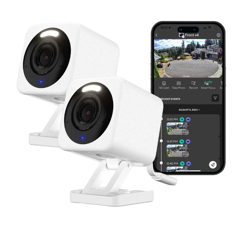 2-Pack Wyze Cam v4 with Color Night Vision, 2.5K HD Indoor/Outdoor Security Cam
