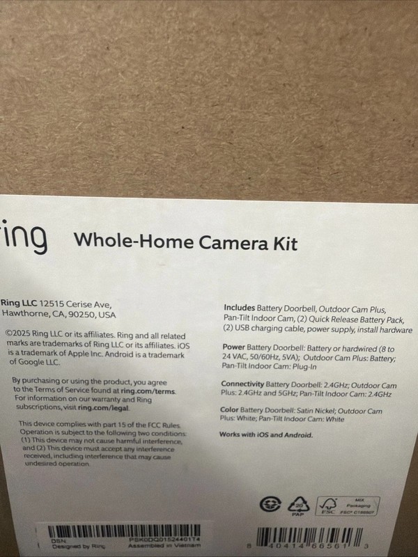 Ring Whole Home Camera Kit Battery Doorbell Outdoor Cam Plus & Indoor Cam - NEW gallery