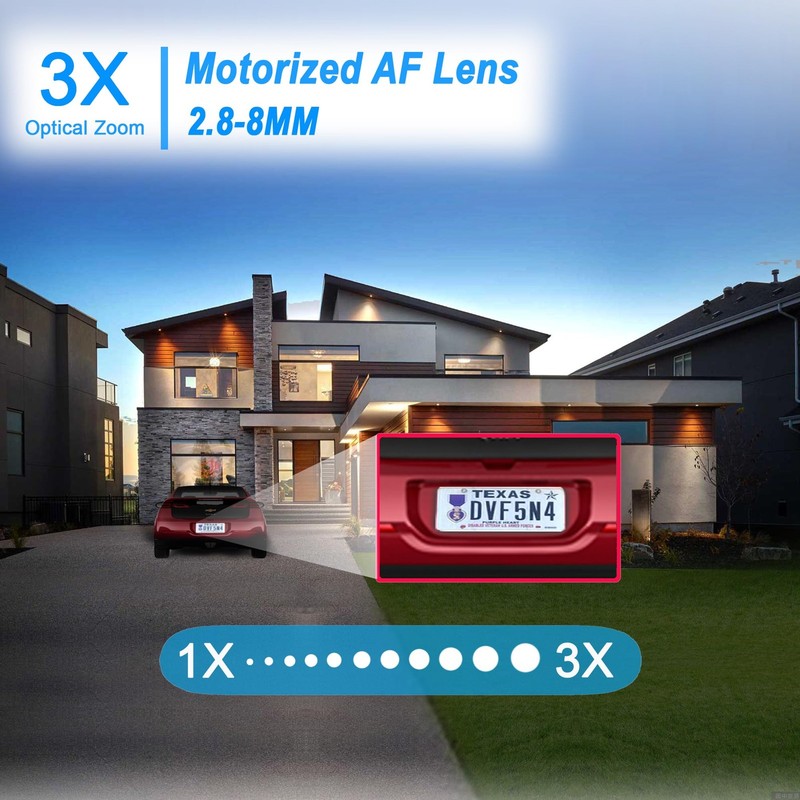 6MP 3X Zoom PoE IP with Full Color Night Vision 65Ft 105° FOV, 2.8-8MM Motori... gallery