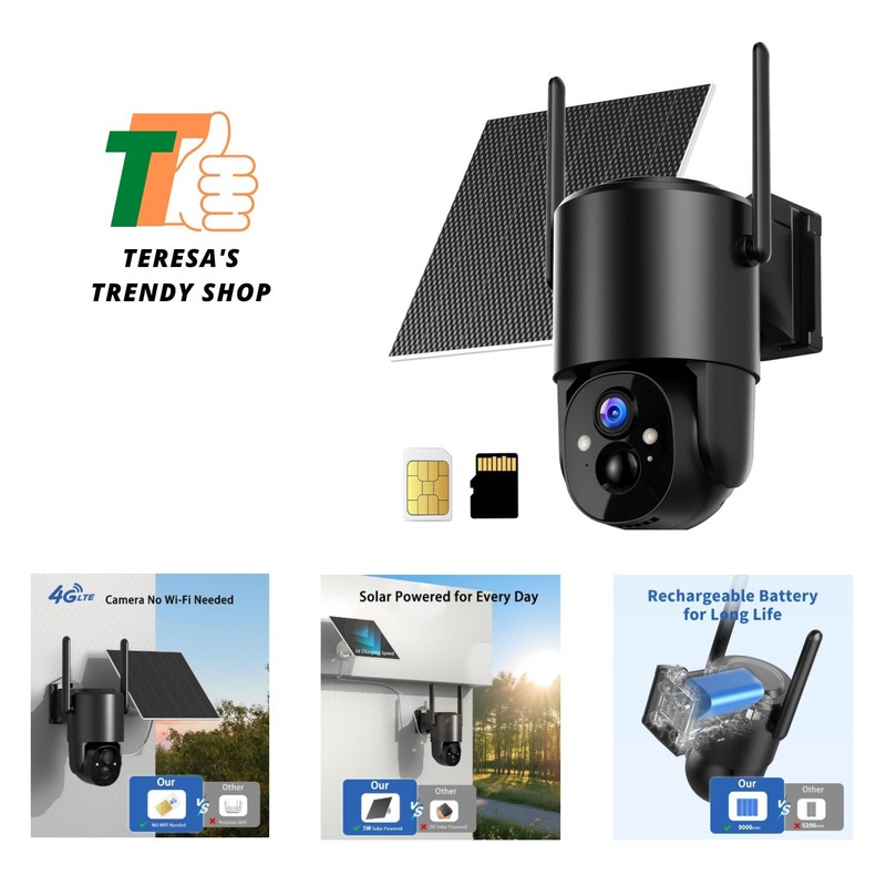 4G LTE Cellular Security Camera: No WiFi Security Camera Outdoor Solar Built-…