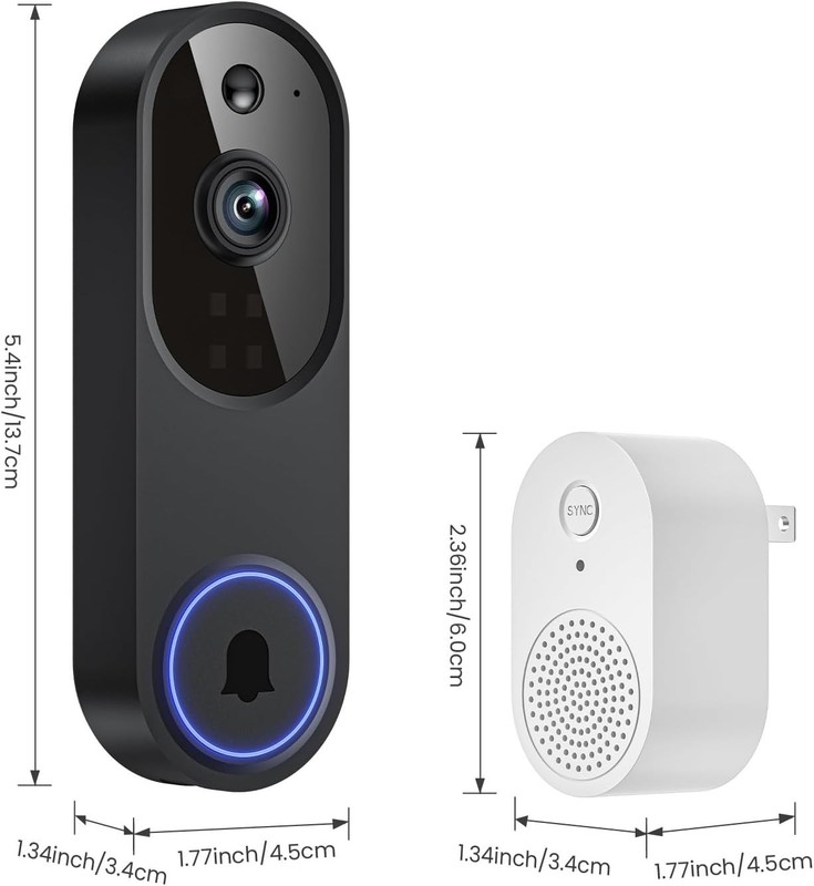 Wireless Video Doorbell Camera 2.4G WiFi Only AI Human Detection Indoor/Outdoor gallery