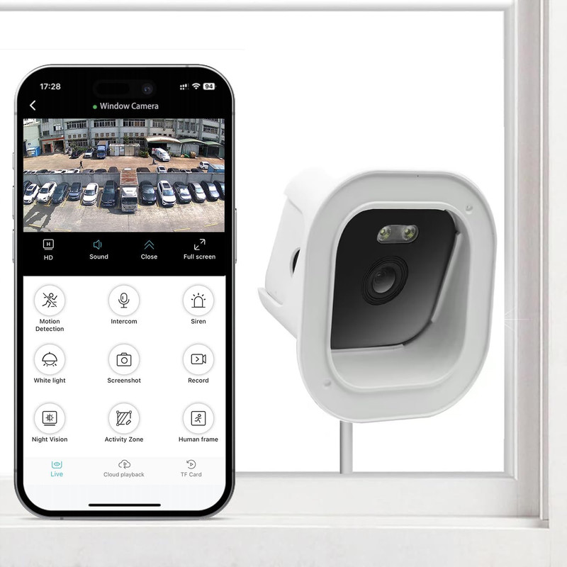 2K Window Security Camera, 3MP Indoor Home Monitoring, Wi-Fi 2.4Ghz/5Ghz, Full-C