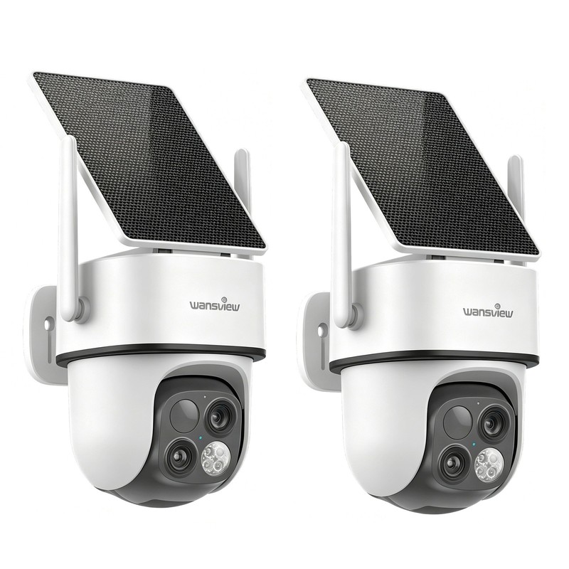 2x Wansview WiFi Security Camera Solar Battery Wireless Home Outdoor 2 Way Audio