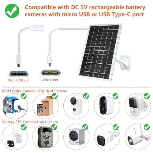 13W Security Camera Solar Charger, High-Power Solar Panel Compatible White gallery