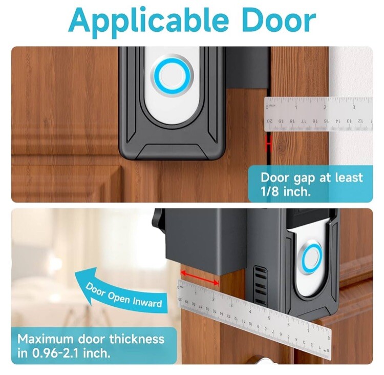 Video Doorbell No Drill Door Mount Cover Bracket Wireless Black (ring) gallery