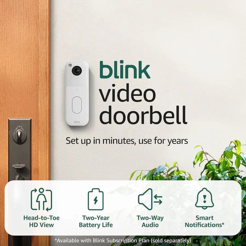 Blink Video Doorbell System with Head-to-Toe HD View w/Sync Module - White gallery