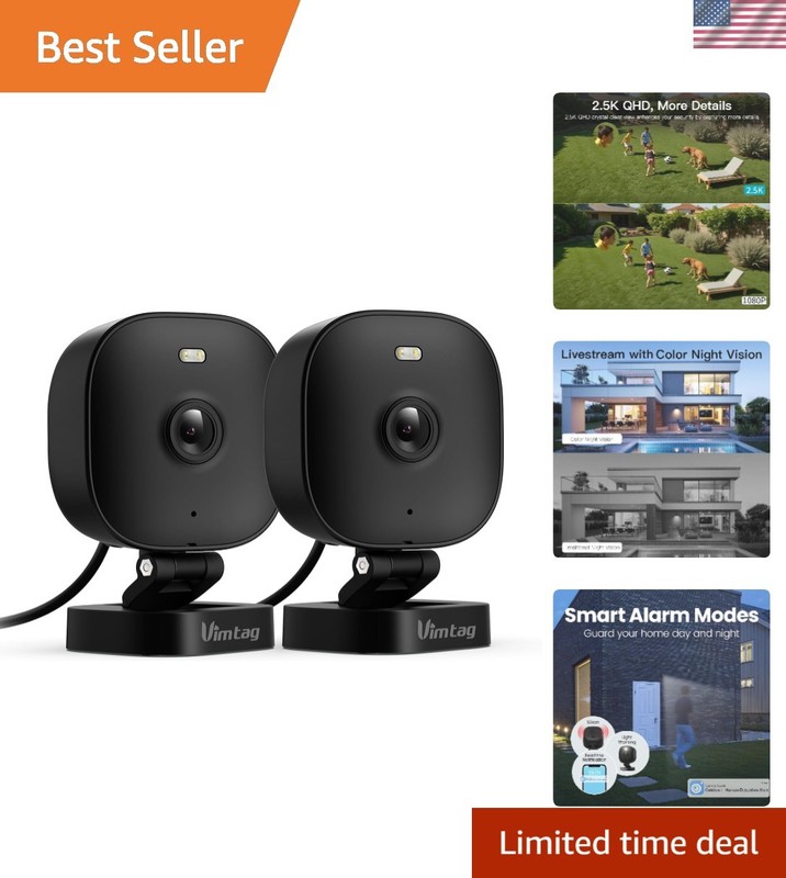 Advanced Home Protection: 2.5K Security Cameras with Night Vision & App Control