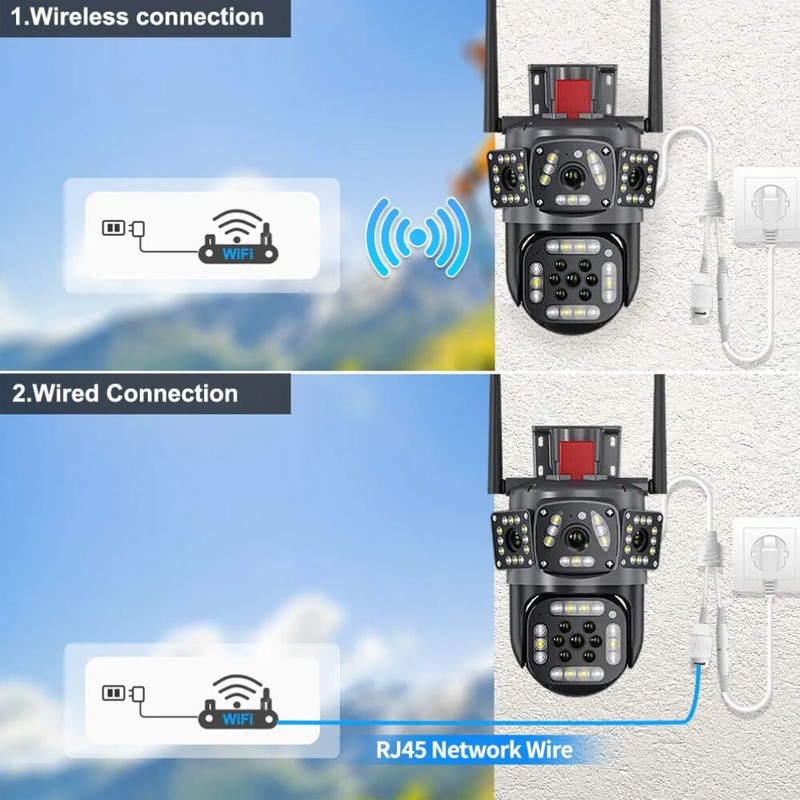 Security WiFi PTZ Camera Outdoor Triple Lens Color Night Vision Surveillance LOT gallery