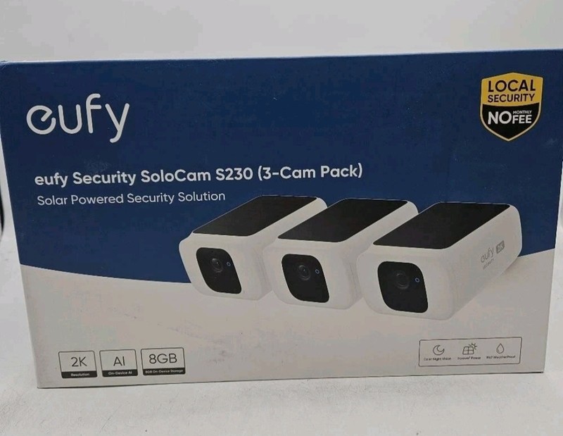 3-Pack Eufy SoloCam S230 2K Solar Spotlight Wireless WIFI Security Cameras–New