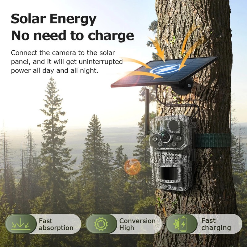 2PCS 4G LTE Cellular Trail Camera 5MP Solar Hunting Camera Night Vision gallery