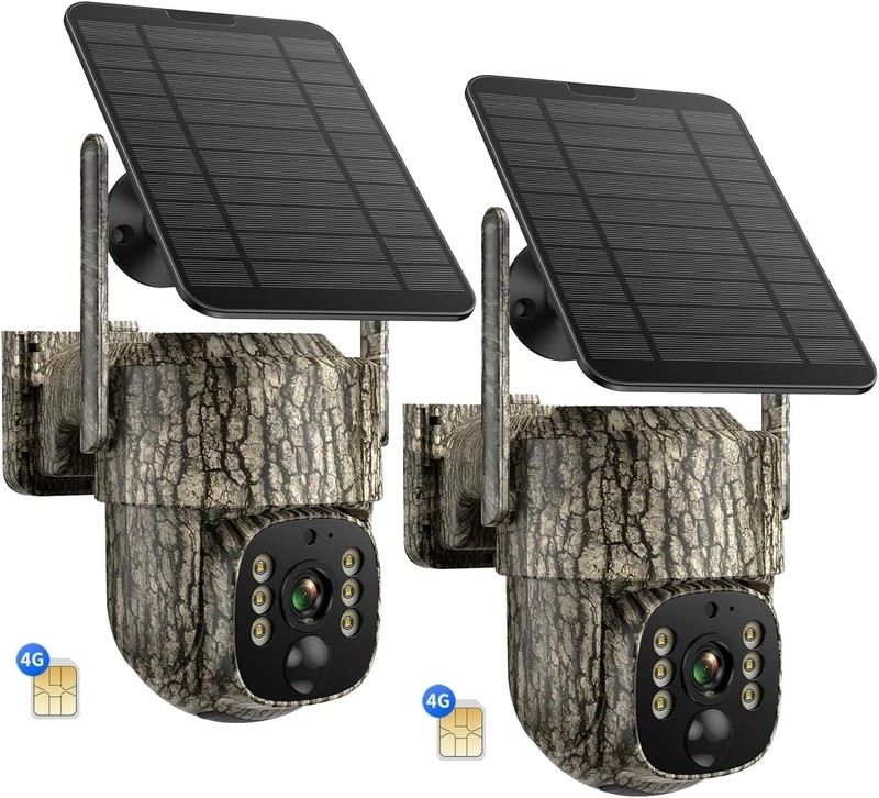 4G LTE Cellular Solar Trail Camera Auto Tracking Live View 2.5K Security Camera