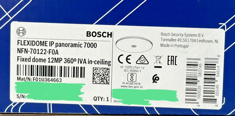 Bosch NFN-70122-F0A IP Fixed Dome 360º 12MP IVA Panoramic Flexidome Camera IC