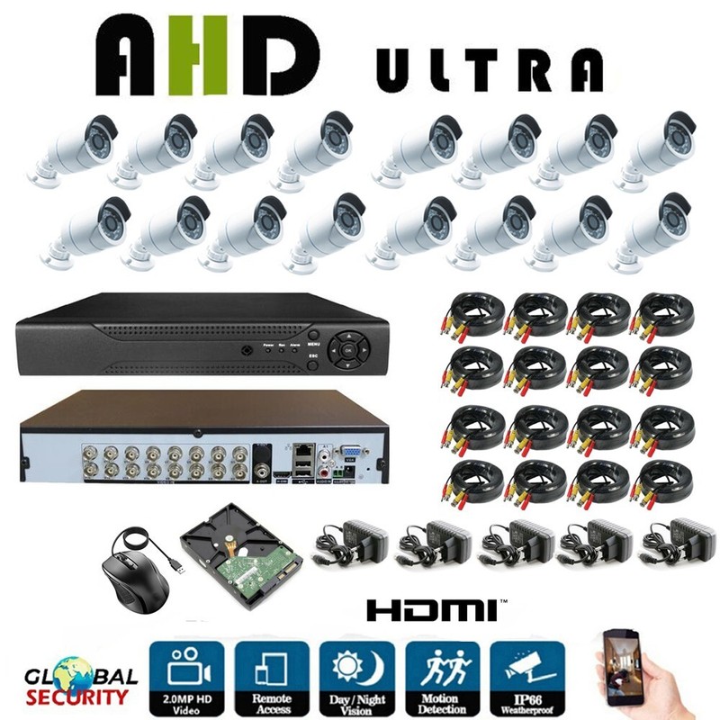 AHD 2MPX 16 1080P Full-HD Cameras Video Surveillance Kit