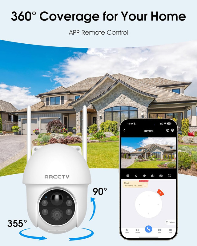 Solar Security Cameras Wireless Outdoor, 4MP 360° View Battery Powered Outdoor C gallery