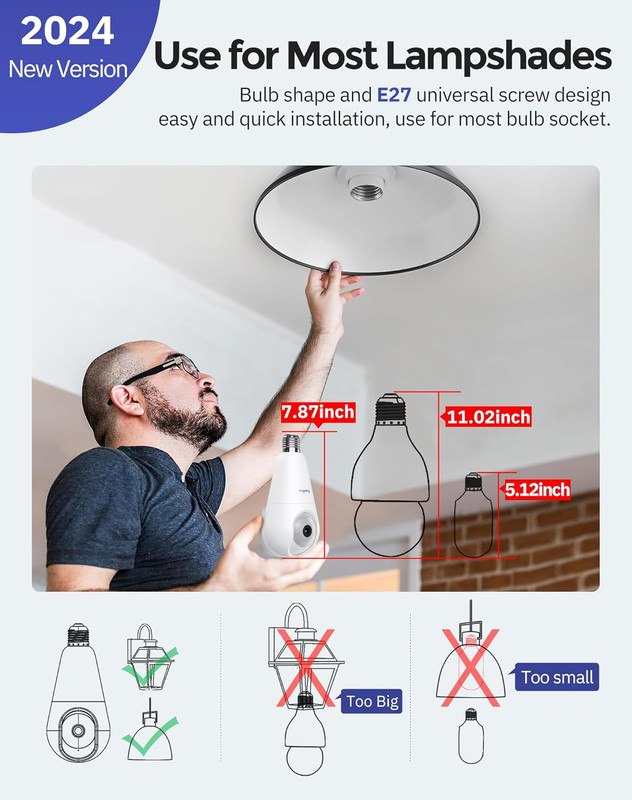 5MP Wireless Light Bulb Security Camera with Night Vision & Motion Detection gallery