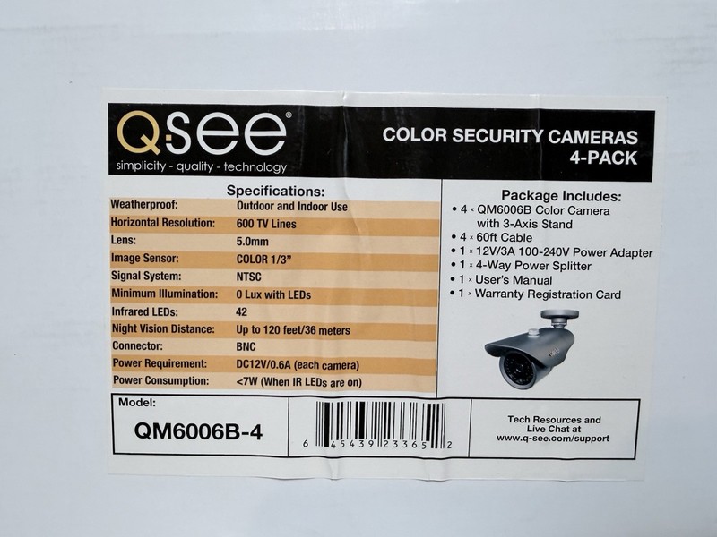 Q-See 4-Pack QM6006B-4 Color Security Cameras New gallery