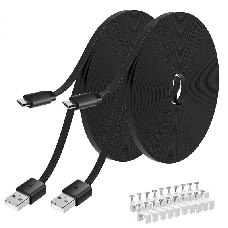 2- Pack 40FT Flat Power Extension Cable Compatible with Wyze Cam/Wyze Cam gallery