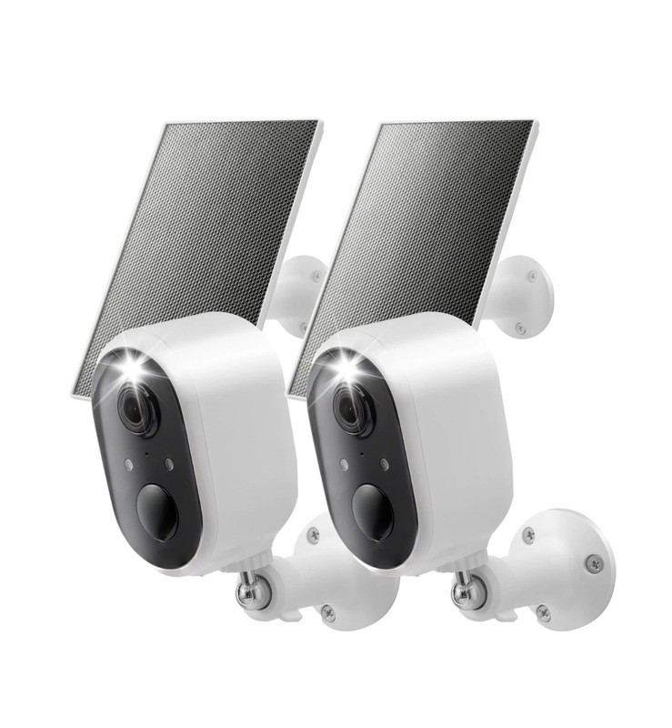 Solar Security Camera Outdoor Wireless 2 Pack, 2K Color Night Vision, Battery…