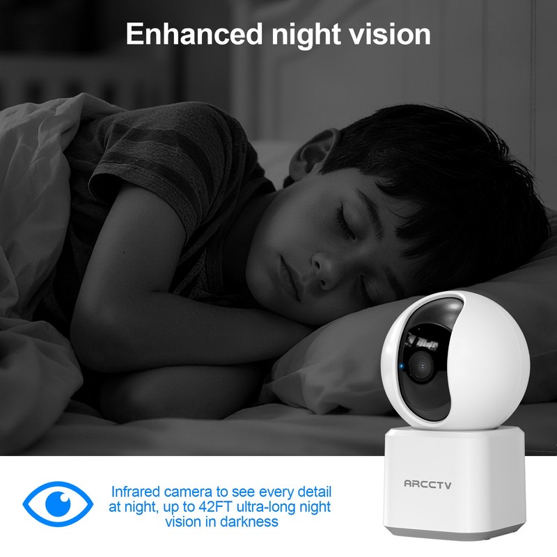 ARCCTV 2K WiFi Pan/Tilt Security Camera Wireless Indoor For Dog/Pet/Baby Monitor gallery