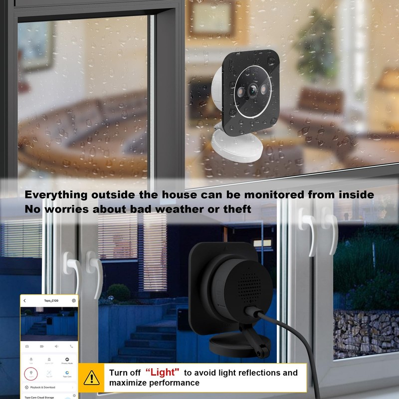 Security Camera Window Mount 2 Pack No Drill for Tapo C120 C121 - Strong gallery