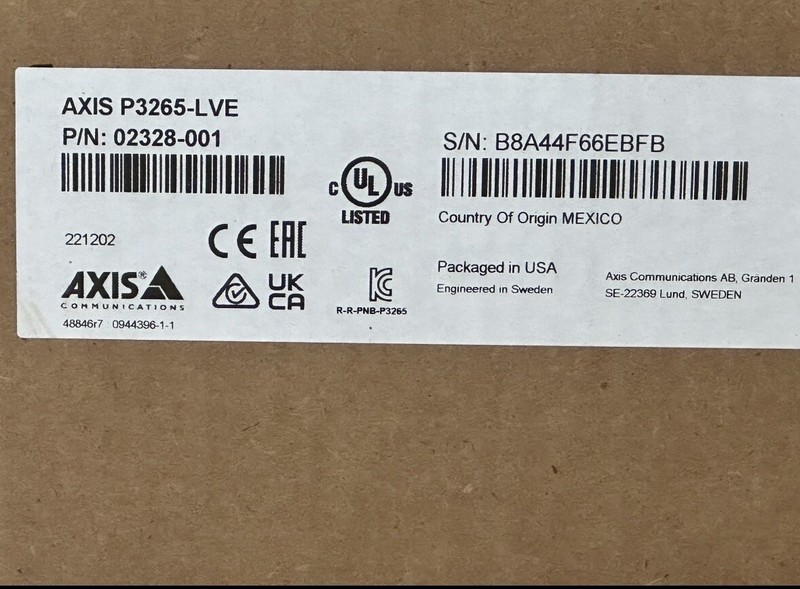 02328-001 AXIS P3265-LVE NETWORK CAMERA