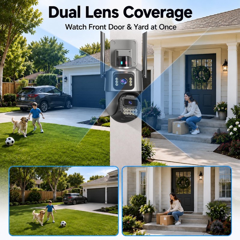 Outdoor Camera, Dual Lens PTZ 6MP Security Camera Outdoor, 6X Digital Zoom, A... gallery