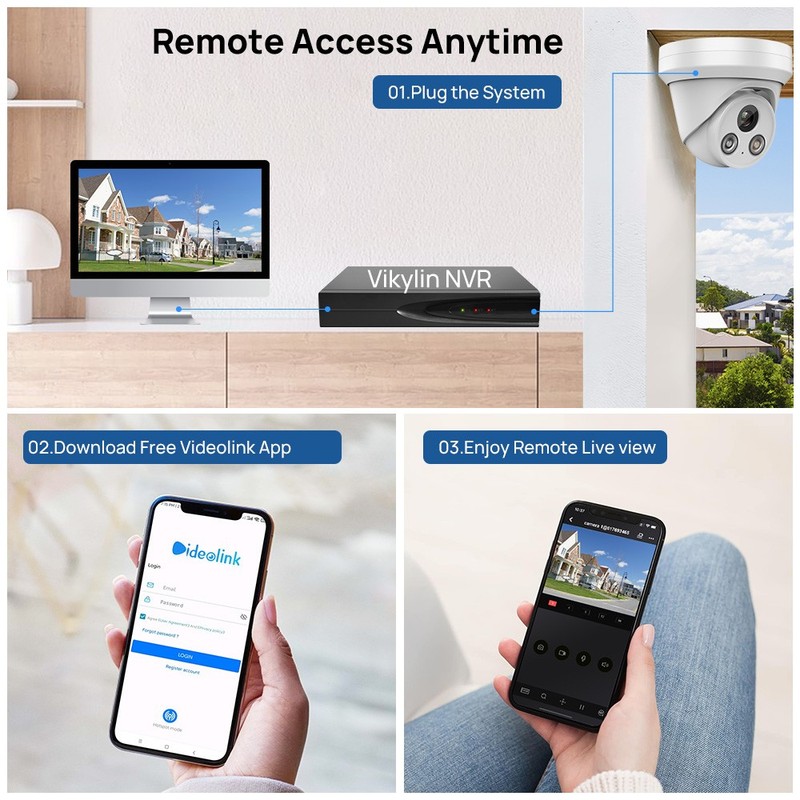 VIKYLIN 8MP 4K Dual Light Turret IP Camera Full Color IR MIC Outdoor Waterproof gallery