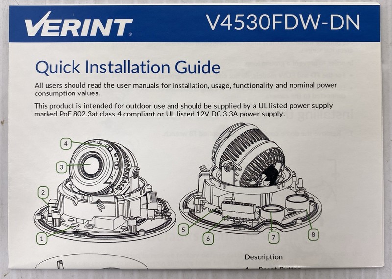 Verint V4530FDW-DN 3MP Exterior Vandal-Proof Dome Camera 70-300-6452 NEW NIB gallery