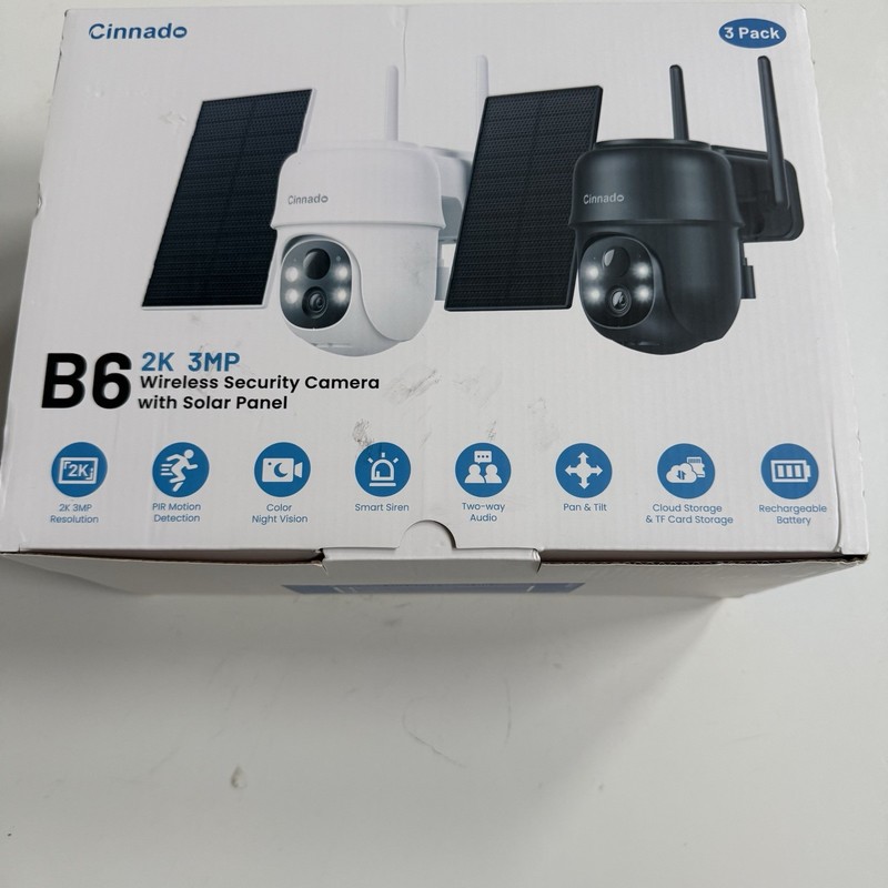 Cinnado B6 2K Security Cameras 3-Pack White, Wireless Solar/Battery, 360° PTZ gallery