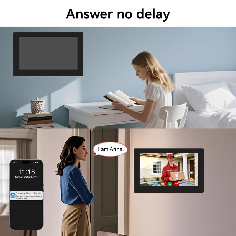 Smart Home Video Intercom System,Wired Video Doorbell with 2X 7-inch Touch Sc... gallery