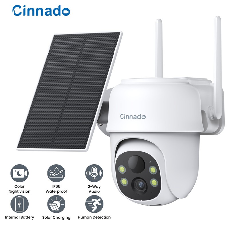 Wireless Solar Security Camera 3MP 2.4G Wifi Outdoor 360°PTZ Home PIR Detection