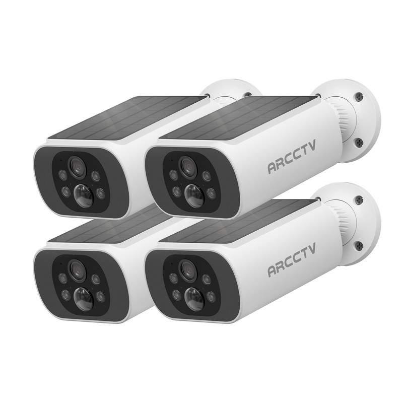 WiFi6 DualBand Wireless Solar Battery Power Security Camera System Outdoor 4PACK