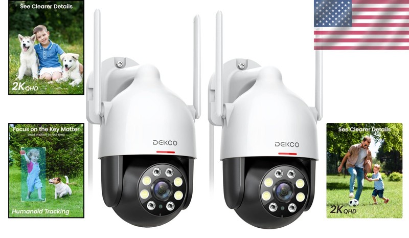 Pan-Tilt 2K Outdoor Cameras with Smart Alerts & Full Color Night Vision - 2 Pack gallery