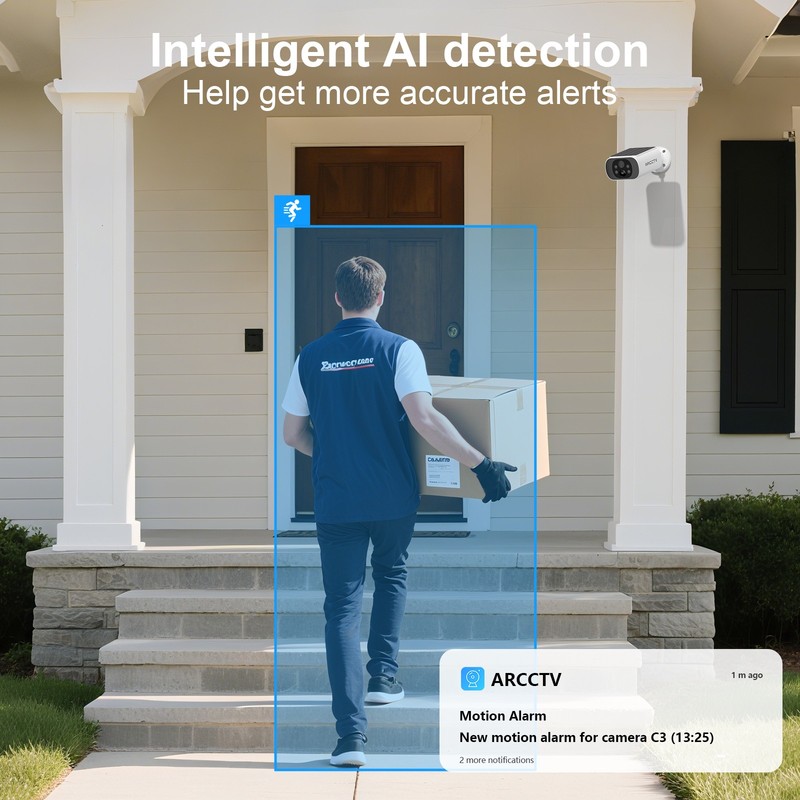 ARCCTV 4MP Solar Wireless Camera 4Pack-FHD Night,AI Detection,IP66 Weatherproof gallery