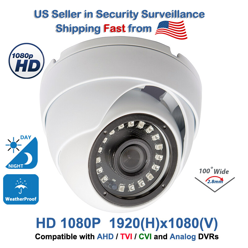1080p 2.8mm Wide Angle Day Night Vision Outdoor Indoor Home CCTV Security Camera