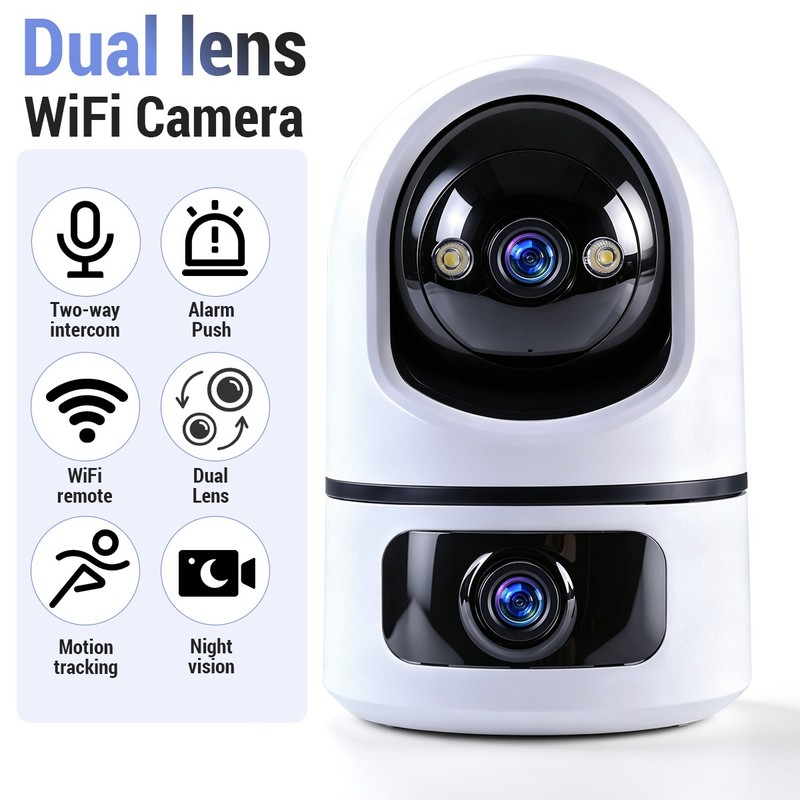 Dual-Lens Indoor Wifi Camera 2.4G/5Ghz Home Camera Two-Way Audio Human Detection gallery