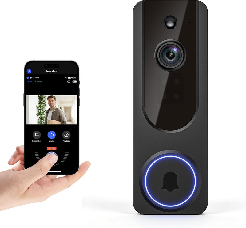 Gazing 1080P Wireless Wi-Fi Doorbell Camera for Home Safety, Night Vision, 2-Way