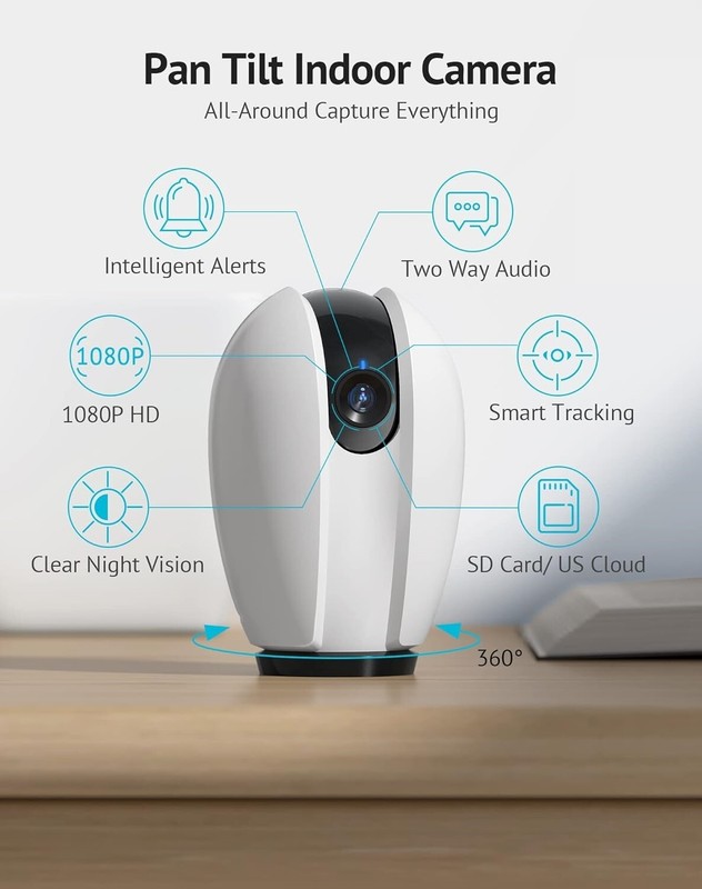 Cámara de seguridad para el hogar de 1080P con detección de sonido y movimiento gallery