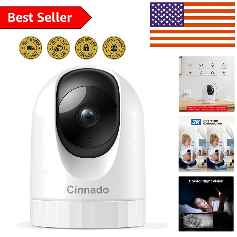 Advanced 2K Indoor Security Camera with 24/7 Monitoring & Remote Audio Control